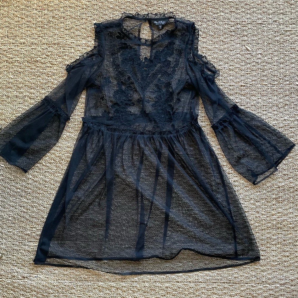 ASOS Sheer black lace overlay dress